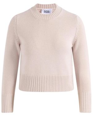 Alpha Studio Round-Neck Knitwear - Blanco