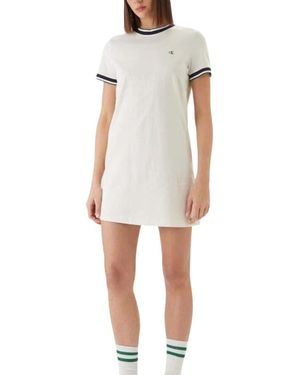Calvin Klein Monogram Stripe Trim Mini Jurk - Wit