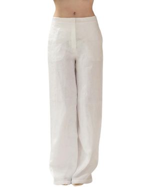 Max Mara Broeken ,Wit ,Linnen Pantalon Palazzo - Grijs