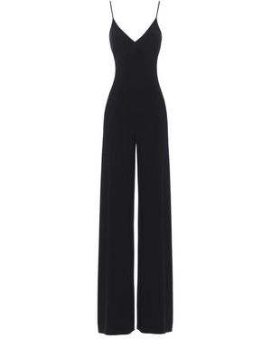 Norma Kamali Slip Jumpsuit Met Wijde Pijpen - Zwart