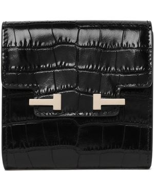 Tom Ford Krokodillenleren Portemonnee Met T-Sluiting - Zwart