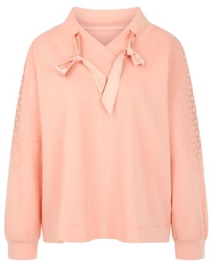 Marc Cain Hoodies & Sweatvesten ,Oranje ,Katoen Oversized Sweatshirt - Roze