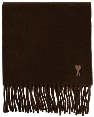 Ami Paris Wollschal Mit Ami De Coeur Patch - Schwarz