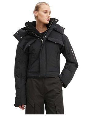 HELIOT EMIL Cropped Asymmetrical Puffer Jacket - Schwarz