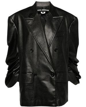 Junya Watanabe Jassen ,Zwart ,Oversized Imitatieleren Jas