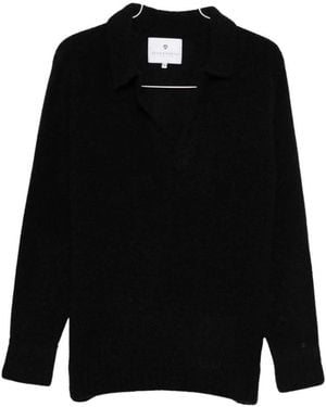 Seven Gauge V-Neck Knitwear - Black
