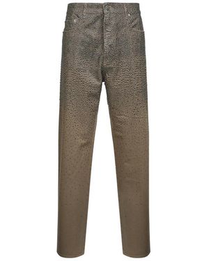 Golden Goose Groene Kristalversierde Straight Leg Jeans - Grijs