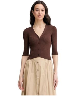 Twinset Rippstrick-Cardigan Mit V-Ausschnitt - Braun