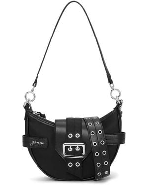 Ganni Borsa a mano in nylon nero con design unico