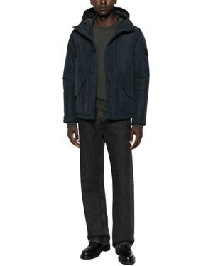 Stone Island Jassen ,Blauw ,Patch Detail Hooded Jacket - Zwart