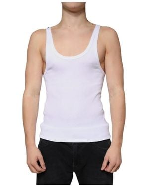Dolce & Gabbana Weiße baumwolltanktop runder ausschnitt