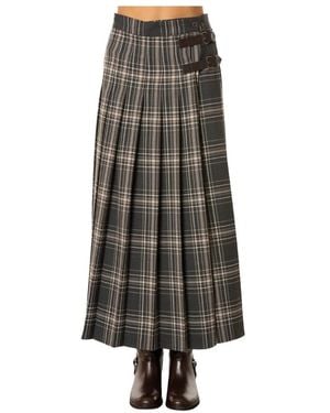 Weekend by Maxmara Rokken ,Veelkleurig ,Wol Prisma Geplooide Midi-Rok - Zwart