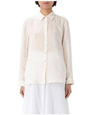 120% Lino Elegante Leinen Buttondown Hemd - Weiß