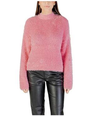 ONLY Truien & Vesten ,Roze ,Polyester Roze Gebreide Trui Lange Mouw - Rood