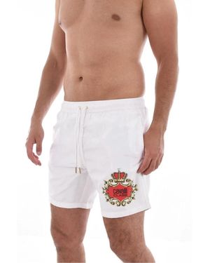 Roberto Cavalli Badmode ,Wit ,Polyester Logo Print Zwemshorts