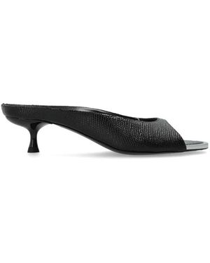 DIESEL Schoenen ,Zwart ,Leer D-Diam's Leren Mule Met Zwevende Oval D