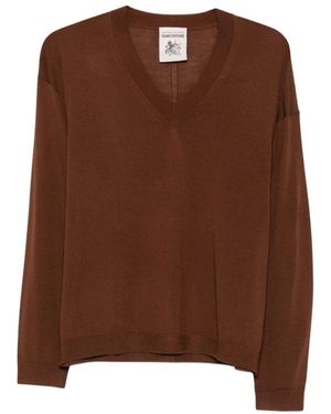 Semicouture V-Neck Knitwear - Marrone