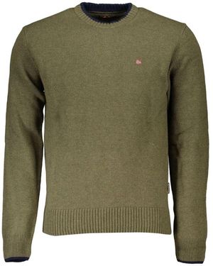 Napapijri Grüner pullover mit langen ärmeln und stickerei