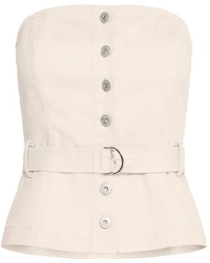 Ichi Sandshell Knoopblouse - Naturel