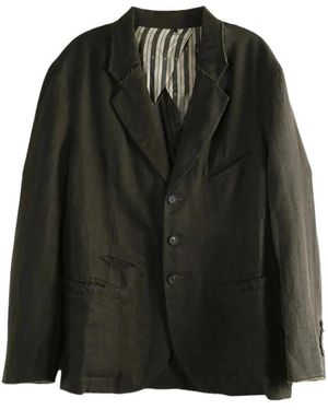 Ziggy Chen Jassen ,Bruin ,Linnen Raw-Cut Linnen Blazer - Zwart