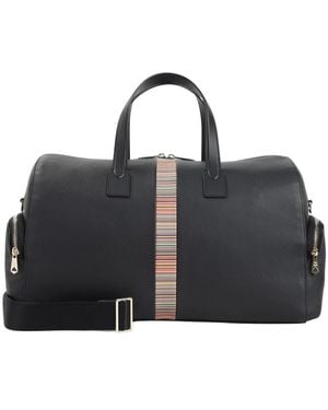 Paul Smith Signature Stripe Leder Reisetasche - Schwarz