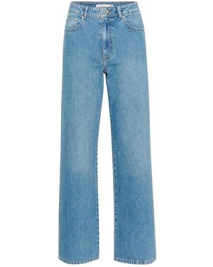 Gestuz Jeans ,Blauw ,Wijde Pijp Middenblauwe Jeans