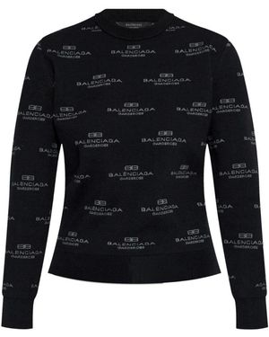 Balenciaga Round-Neck Knitwear - Black