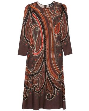 Etro Kleedjes ,Bruin ,Paisley Midi Jurk