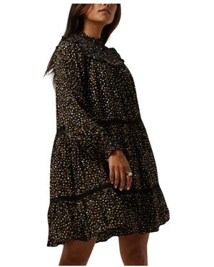 Scotch & Soda Kleedjes ,Veelkleurig ,Smocked Tiered Lange Mouwen Jurk - Zwart