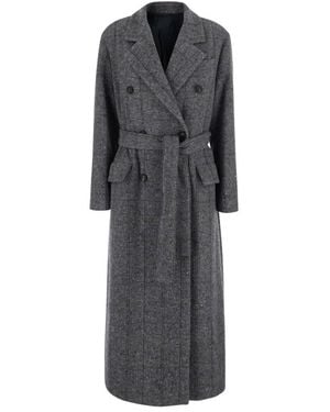 Brunello Cucinelli Jassen ,Grijs ,Katoen Gekkooste Dubbele Jas