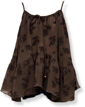 EPINGLER Leaf Vest Blouse - Bruin