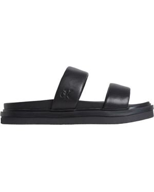 Calvin Klein Schwarze Doppelte Flache Sandalen