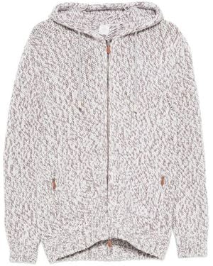 Eleventy Hooded Zip Knit Sweatshirt - Grijs