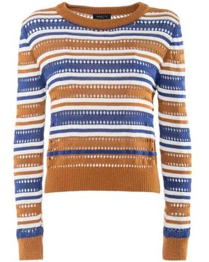 Nenette Maglia Girocollo A Righe Orizzontali - Blau