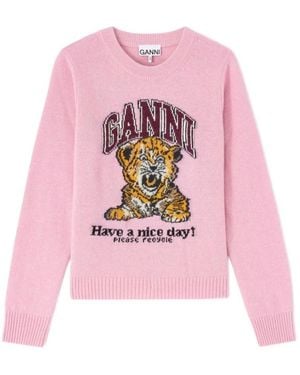Ganni Round-Neck Knitwear - Rose