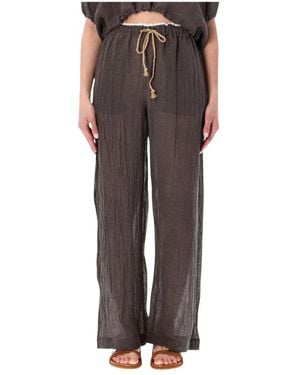 120% Lino Wide Trousers - Grey