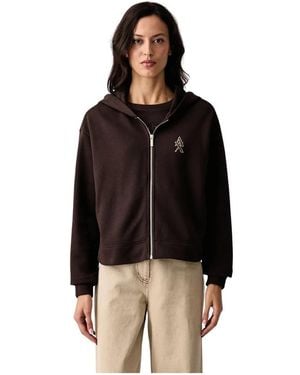ARMANI EXCHANGE Hoodies & Sweatvesten ,Bruin ,Katoen Zip-Through Sweatshirt - Zwart