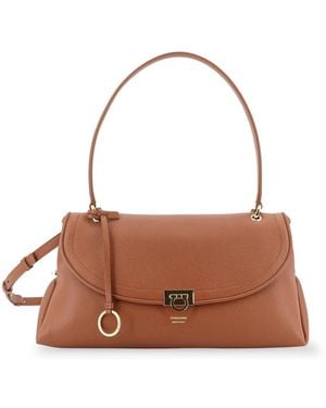 Ferragamo New Studio Zachte Leren Handtas - Bruin