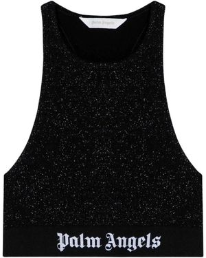 Palm Angels Racerback Glitter Knit Sportbeha - Zwart