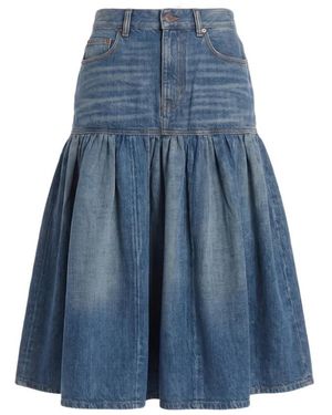 Chloé Leichter Baumwoll-Denim-Rock - Blau