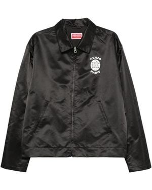 KENZO Jassen ,Zwart ,Nylon Paris Emblem Zipped Coach Jacket