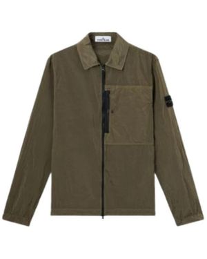 Stone Island Jassen ,Groen ,Nylon Technische Nylon Ritshouder Jas