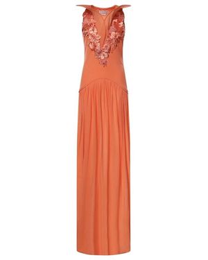 Genny Kleedjes ,Oranje ,Lux Dress Jersey Crepe Onde'