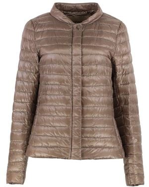 Herno Kurze Daunenjacke Mit Seitentaschen - Braun
