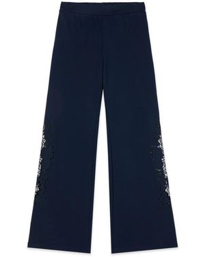 Oltre Broeken ,Blauw ,Katoen Sweatshirt Joggers Met Broderie Anglaise Details