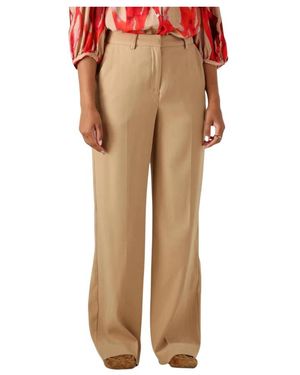 Minus Broeken ,Bruin ,Polyester Kameel Straight Leg Jeans Voor Vrouwen - Naturel