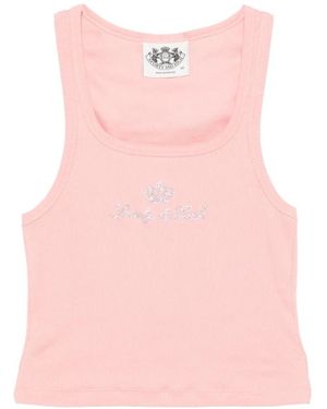 Sporty & Rich Juicy Rhinestone-Embellished Cropped Tank Top - Pink