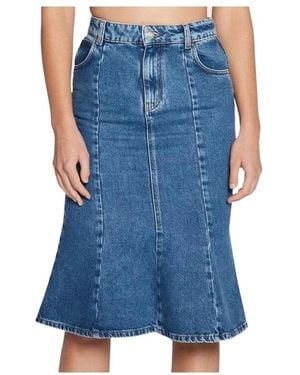 Pinko Denim A-Linien Midirock - Blau