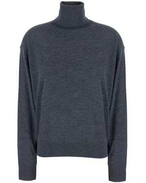 Semicouture Truien & Vesten ,Grijs ,Wol Freda V-Hals Dunne Wol Trui - Blauw