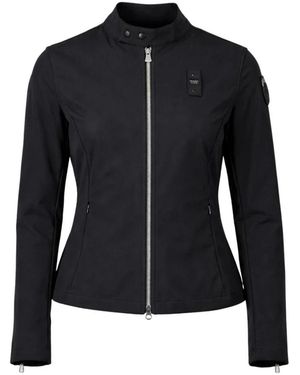 Blauer Jassen ,Zwart ,Leer Fitted Jacket - Blauw